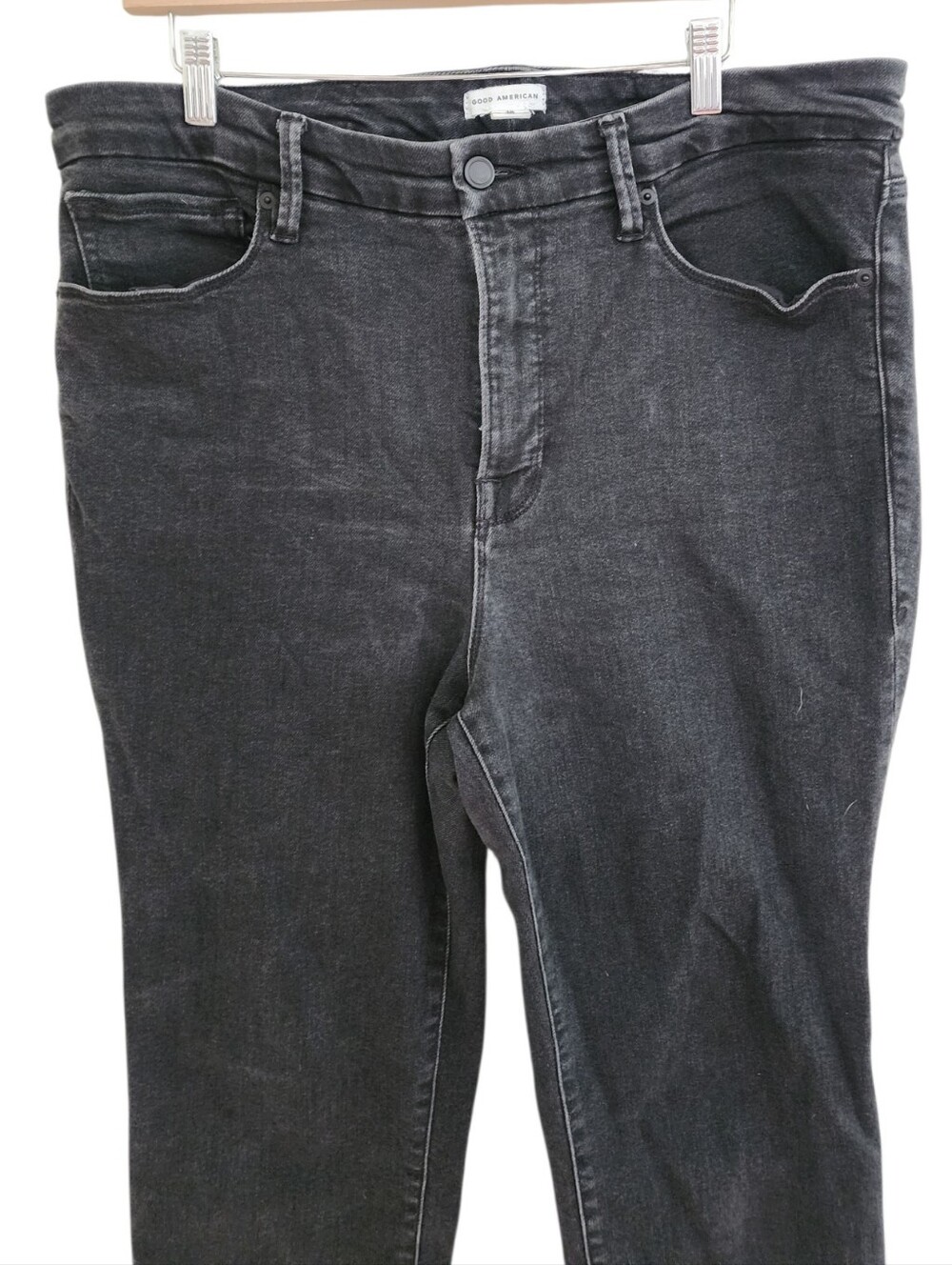 Good American Good Legs Black High Rise Straight Jeans Size 16 - Picture 3 of 8